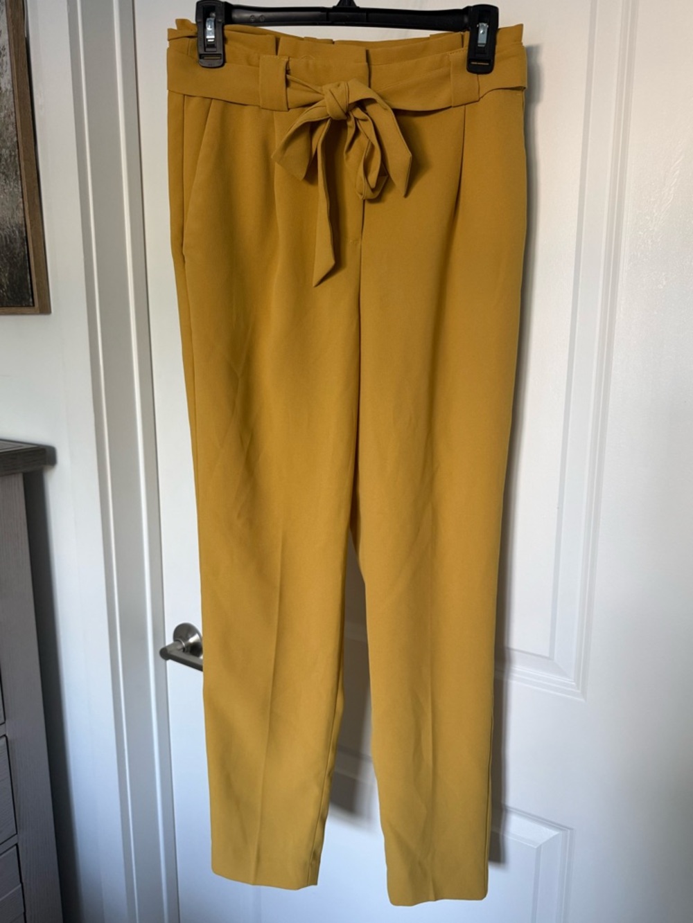 Express Mustard Paperbag Tie-Waist Trousers